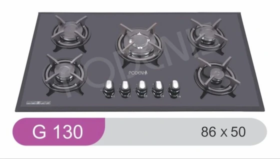 جاق گاز پودنیس مدل G130 ۵ شعله شیشه ایی
